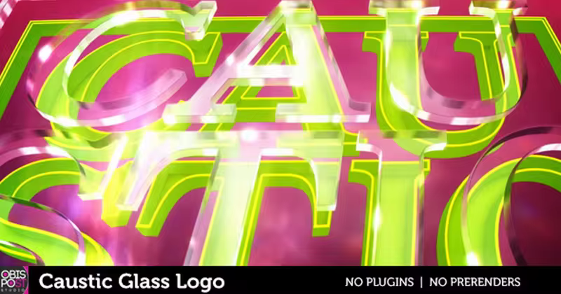 水晶玻璃亚克力发光效果Logo演示AE模板 Caustic Glass Logo