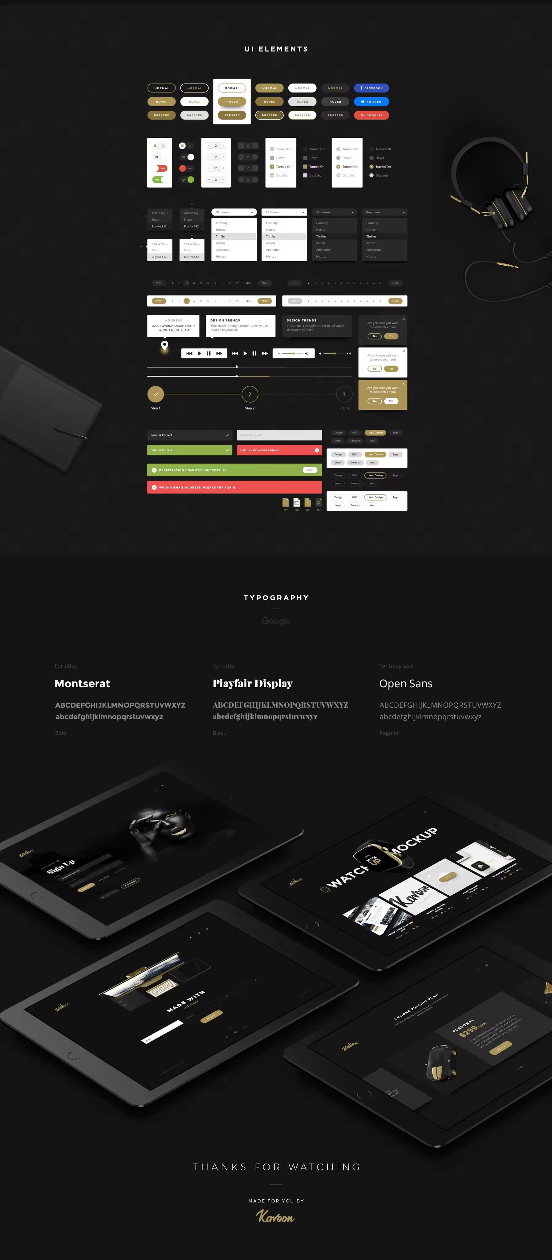 高品质黑金色的电商&服务类WEB UI kit打包下载（500MB，100个页面）3