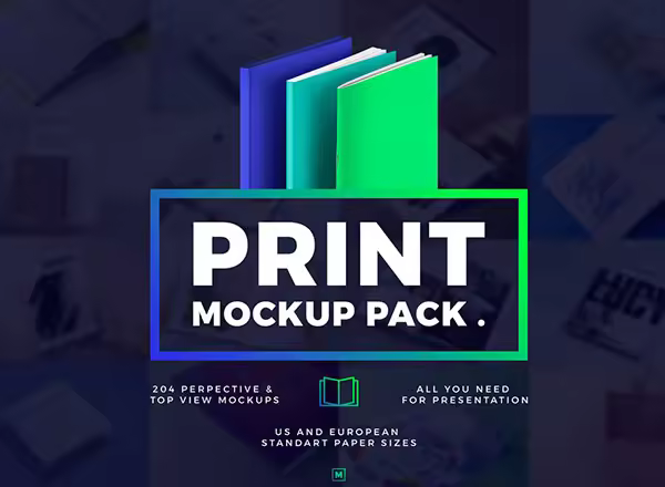 印刷品终极版展示模型(Mockups)套装PSD打包下载（PSD，8GB＋）
