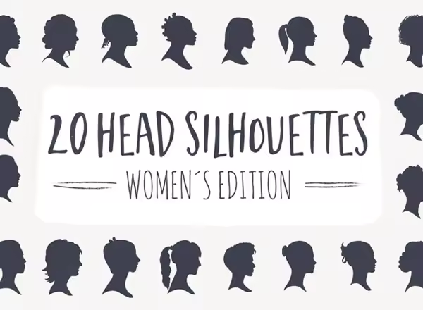 20种风格女性头像轮廓矢量图素材 20 Head Silhouettes – Women Edition