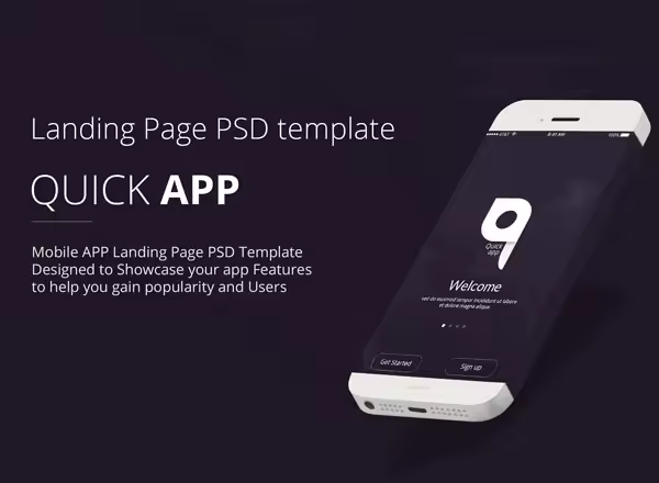 着陆页设计模版 QuickApp – Landing Page PSD Template