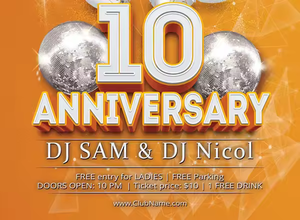 各类庆典晚会聚会海报设计模板 Anniversary Party Flyer