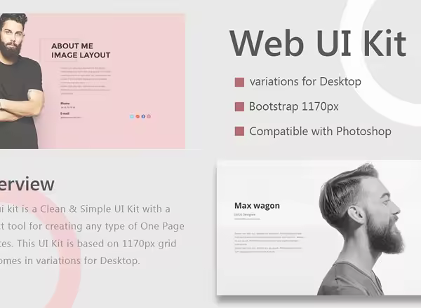 简洁大方风格网页界面设计模版素材 Web UI Kit