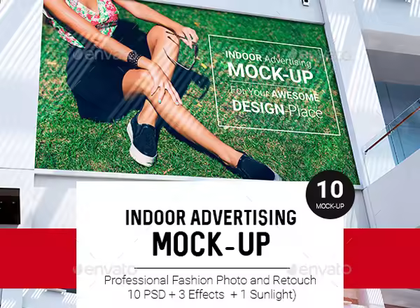 室内广告牌样机 Billboard Indoor Advertising Mock-Up