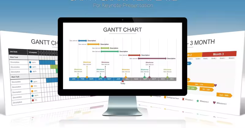 项目管理/生产流程甘特图Keynote幻灯片设计模板 Gantt Chart Keynote Template