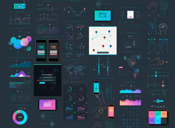 信息图表&应用界面设计矢量元素素材包 Vector Elements of Infographics and User Interface（一）