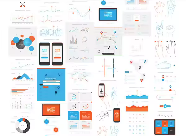 信息图表&应用界面设计矢量元素素材包 Vector elements of infographics and user interface（二）