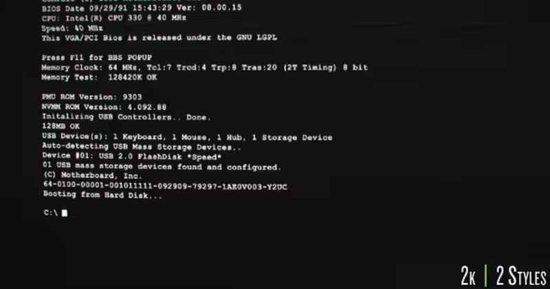 老式电脑启动界面高清视频素材 Old Computer Boot Up Screen