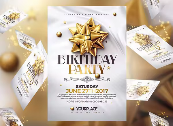 生日派对邀请函 PSD 模板 Birthday Invitation 3 Psd Template