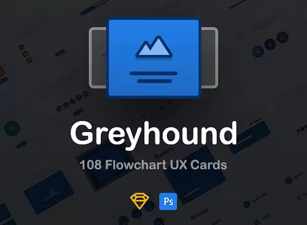 精选 UI 素材包 Greyhound UX Flowcharts [PSD, SKETCH]