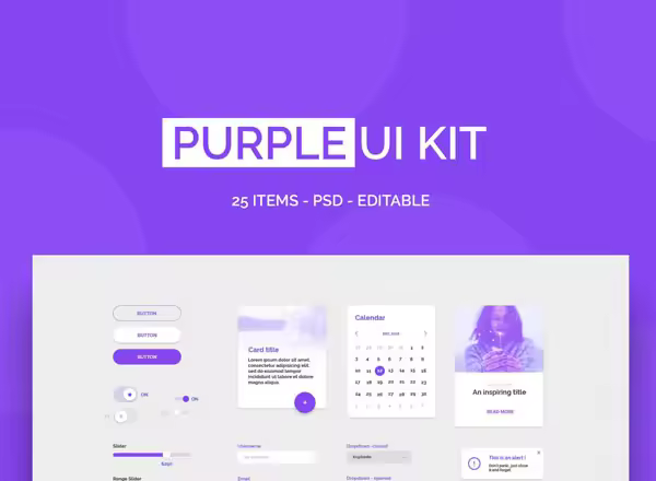 简约风 UI 套件素材包 Purple UI Kit