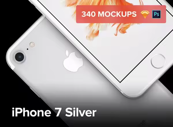 一套完美的iPhone7 360度展示模型银白色版下载[PSD,Sketch,360度HTML效果]