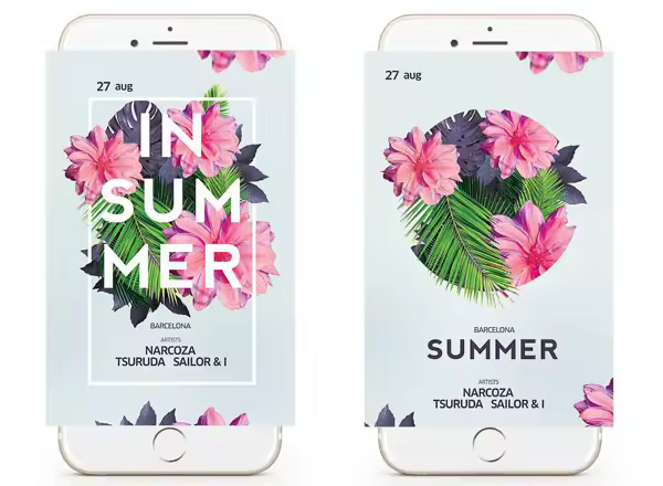 盛夏缤纷花卉传单海报模板 Summer Flyer