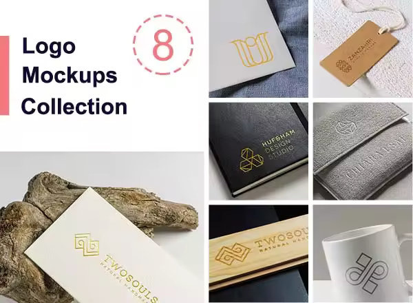 8套逼真的logo设计展示模型mockup下载[PSD]