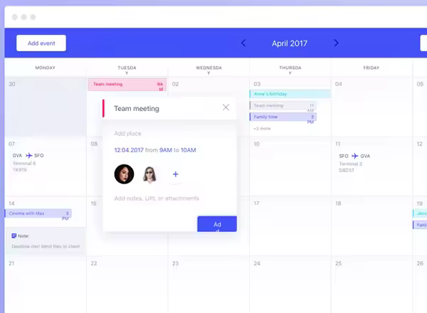 日程表 Web UI 模板 Calendar (.sketch)
