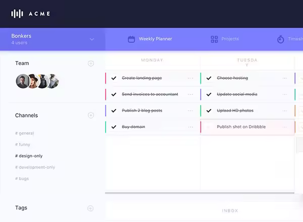 时间计划管理界面模板 Weekly planner dashboard (.sketch)