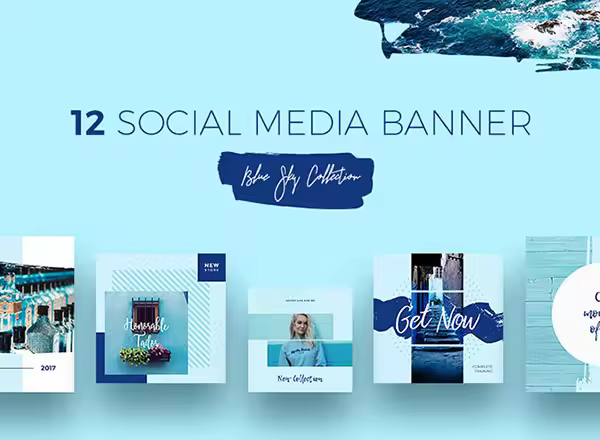 蓝色系社交媒体模板 Blue Sky Social Media Templates