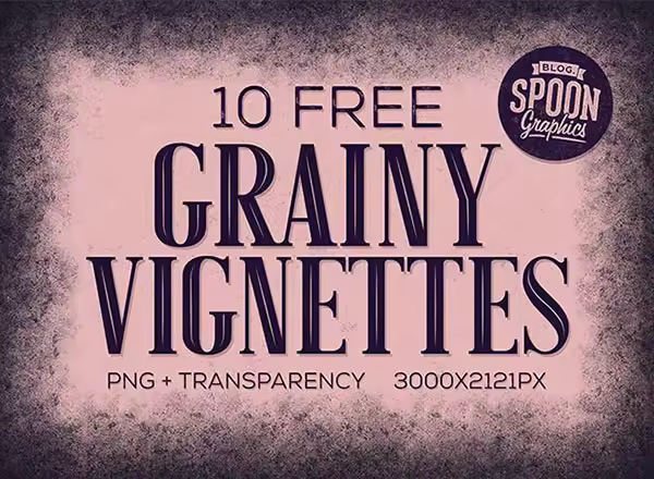10个晕影效果PNG透明纹理图片 10 Free Grainy Vignette Textures with PNG Transparency