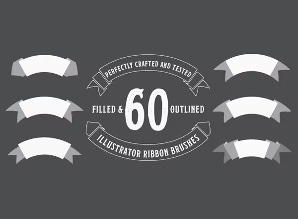 60个彩带形状 AI 笔刷 60 Illustrator Ribbon Brushes