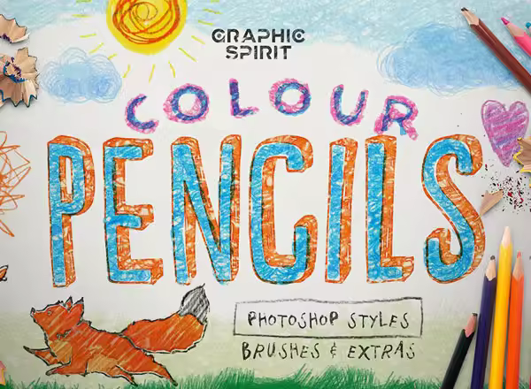 PS 图层样式彩色铅笔盒 COLOUR PENCIL BOX Photoshop Styles