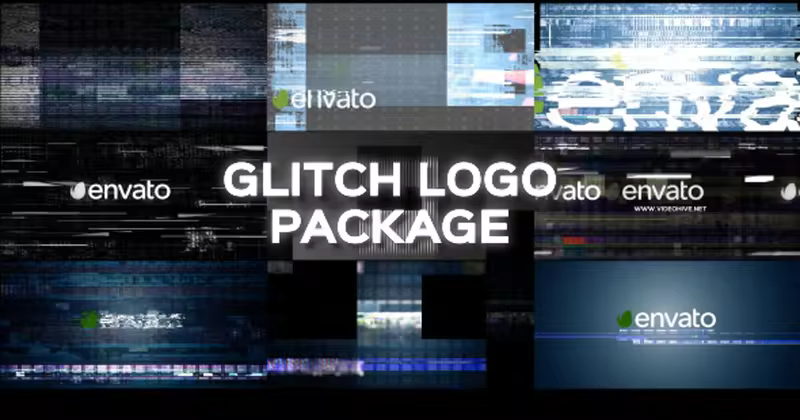 高科技数据失真效果logo演示AE模板 Glitch Logo Pack