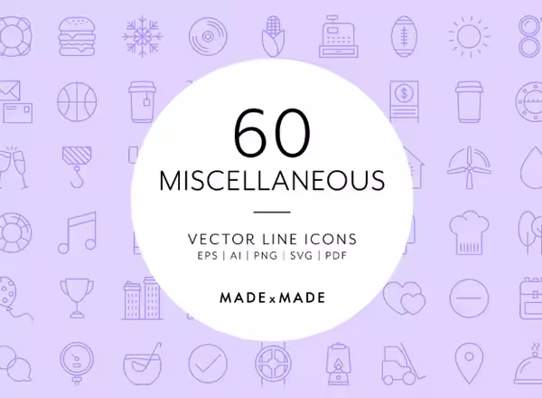 多格式杂项线框图标 Line Icons – Miscellaneous Icons