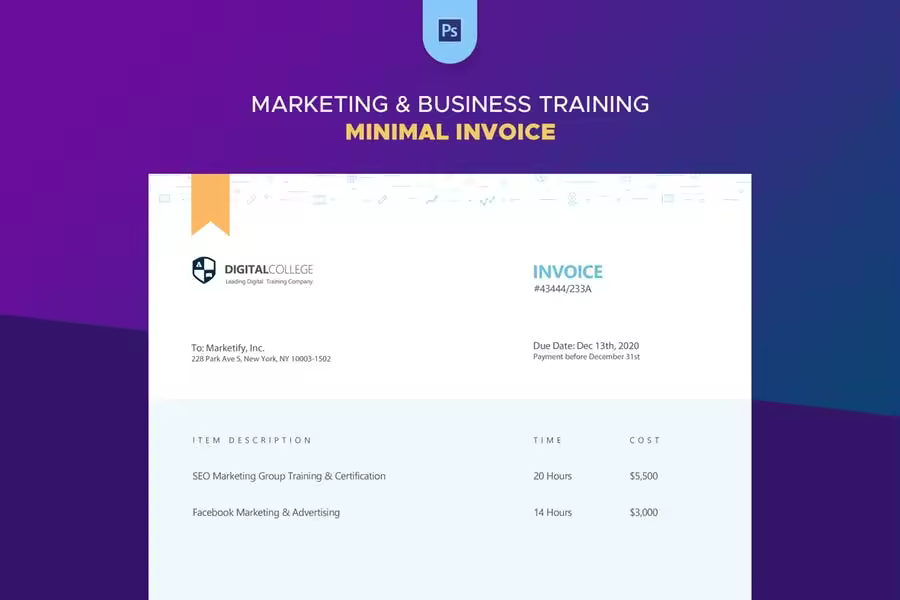 简约风电子发票/网上购物小票设计模板 Minimal Invoice Template