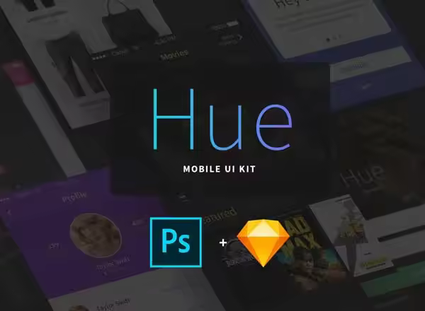 iOS&Android 移动应用 UI 套件组合 Hue – 44 Screens for iOS App Design [PSD, Sketch]