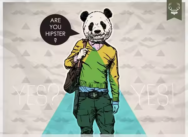 时髦搞怪嬉皮人物海报矢量模板 Poster in hipster style vector, 15 x EPS