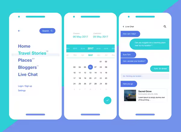 简洁实用的旅游类APP XD UI Kits (Travel App UI Kit for Adobe XD)