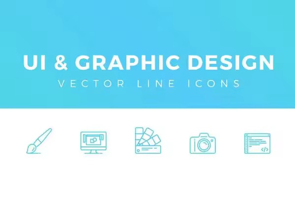 设计相关简洁线框图标 UI & Graphic Design Line Icons