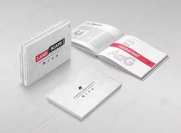 硬封图书外观版设展示样机 Landscape Book Mock-Up Set