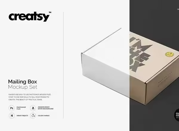快递包裹包装盒子样机模板 Mailing Box Mockup Set