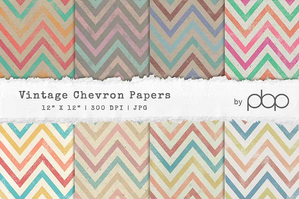 复古纸张纹理人字型纹理 Vintage Chevron Paper Textures