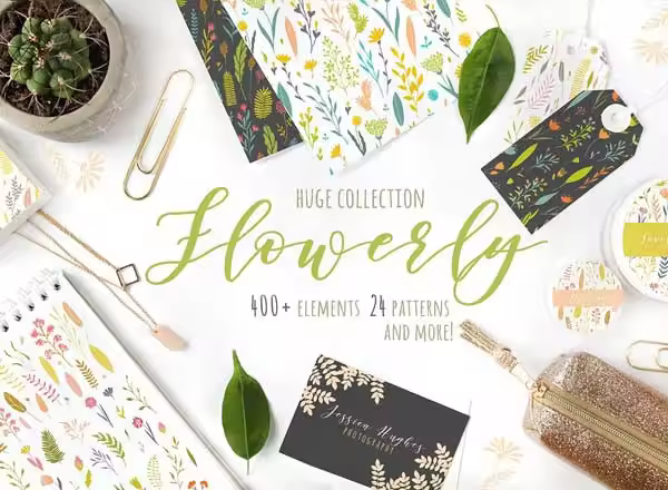 大量花卉元素纹理素材 Flowerly Collection
