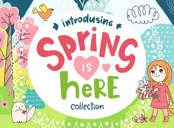 适合作春季宣传设计物料的背景纹理素材包 Spring is Here! Graphics & Patterns