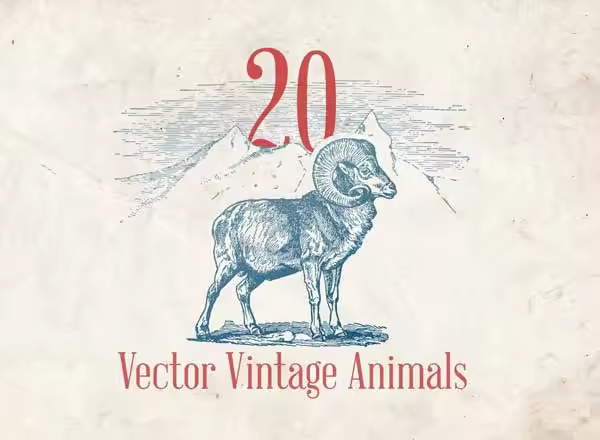 老式（1830 – 1890）野生动物矢量素材 Vector Vintage Animals