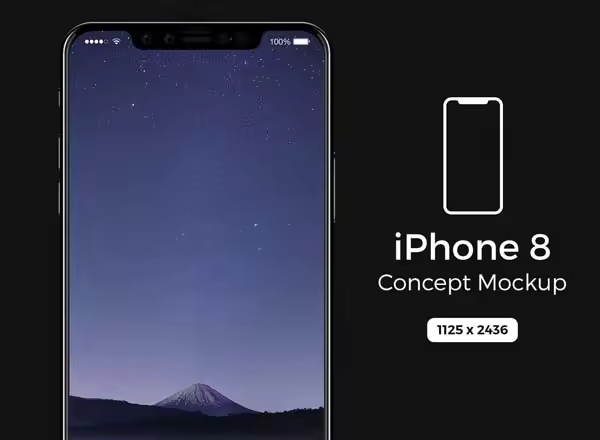iPhone 8 概念样机模板 iPhone 8 PSD Mockup