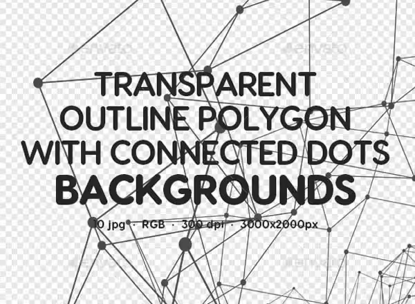 带连接点多边形轮廓透明背景Transparent Outline Polygon with Connected Dots Backgrounds