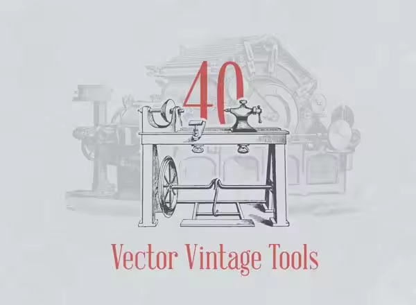 复古生产工具矢量插画素材 Vector Vintage Tool Illustrations