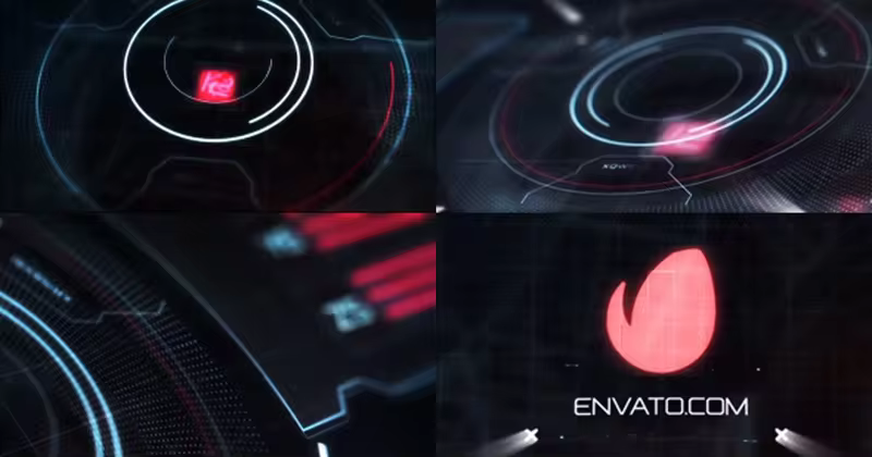 高科技HUD动画特效Logo演示AE模板 Hi-Tech HUD Logo Reveal