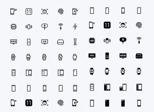 一个iPhone X等最新苹果设备主题的图标集 60 Apple Device Icons Sketch Freebie