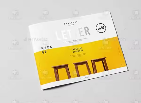 长方形宣传小册样机 Horizontal US Letter Brochure Mock-up