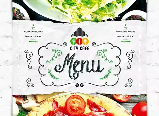 咖啡厅菜单设计模板下载City Cafe Menu Template[psd]