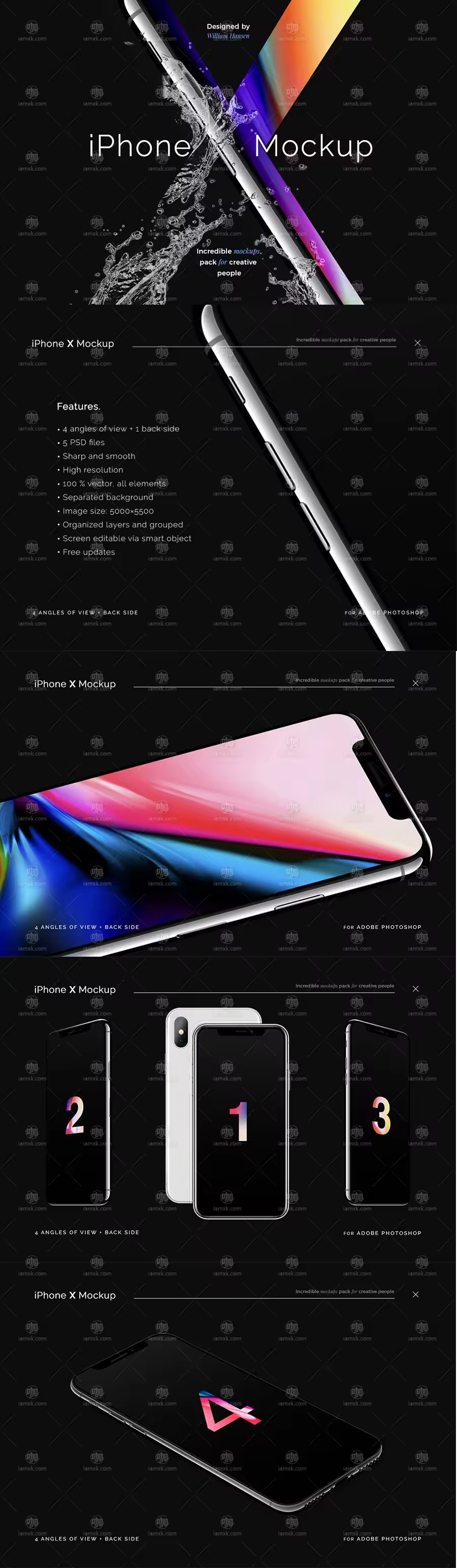 小咖下午茶：一流质感高逼格的iPhone X展示模型Mockups下载[PSD]
