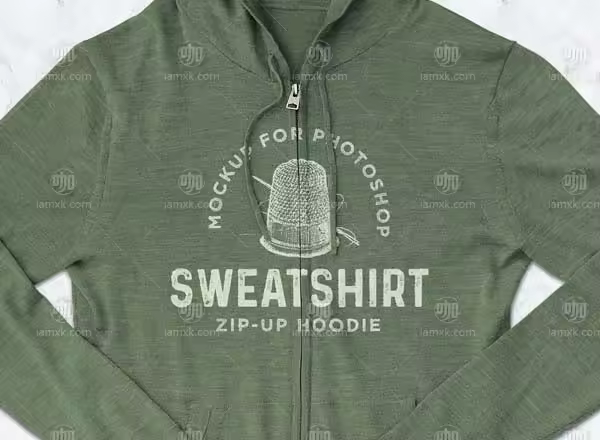 拉链连帽运动卫衣样机 Zip Up Hoodie Sweatshirt Mockup PSD