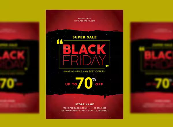 打折活动传单模板 Black Friday Flyer Free PSD