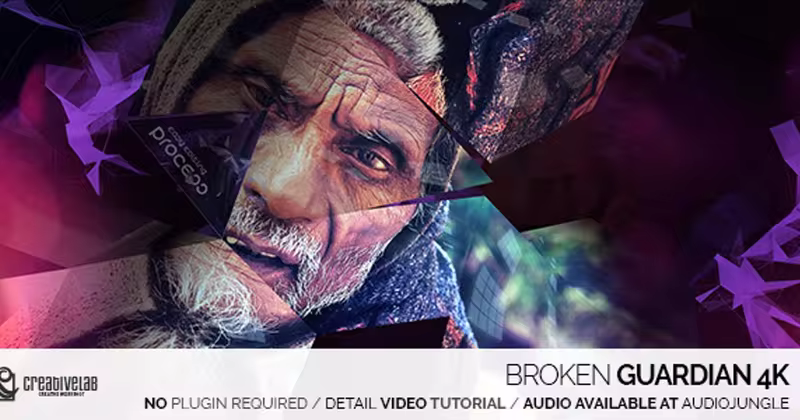 不规则破碎镜面影视节目开场效果AE模板 Broken Guardian 4K