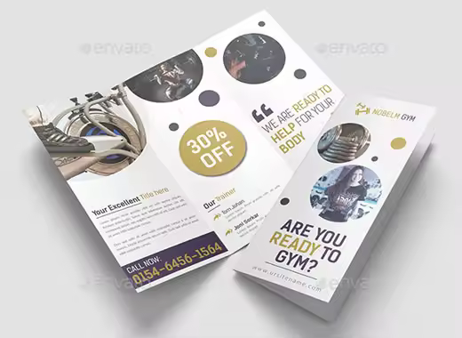 健身行业三折页宣传单模板下载Gym Tri-Fold Brochure[psd]