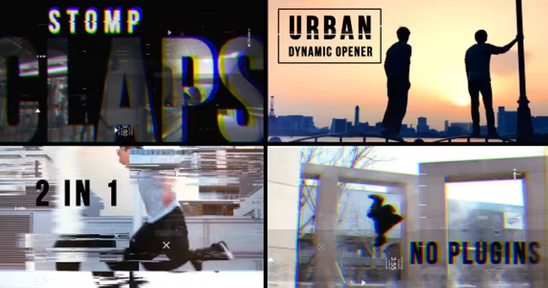 城市极限跑酷快速失真转场特效AE模板 Urban Dynamic Opener